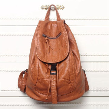Luxury Famous Brand Designer Washed Leather Women Backpack Female Shoulders Bag Teenager School Bag Fashion Women's Bags S2405